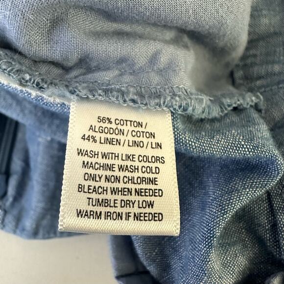 Loft Womens size 14 Riviera Linen Cotton Scalloped Hem Shorts Blue - Picture 7 of 7